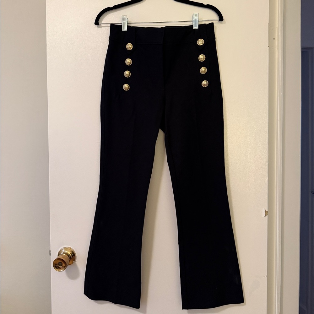 Derek Lam Black Flared Pants with Gold Buttons